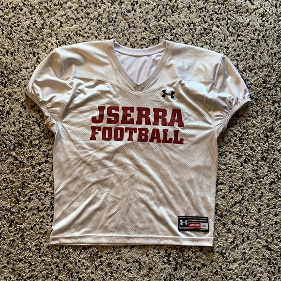 Under Armour J SERRA Highschool Football Jersey White Scrunch Sleeves Size XL - Picture 3 of 11